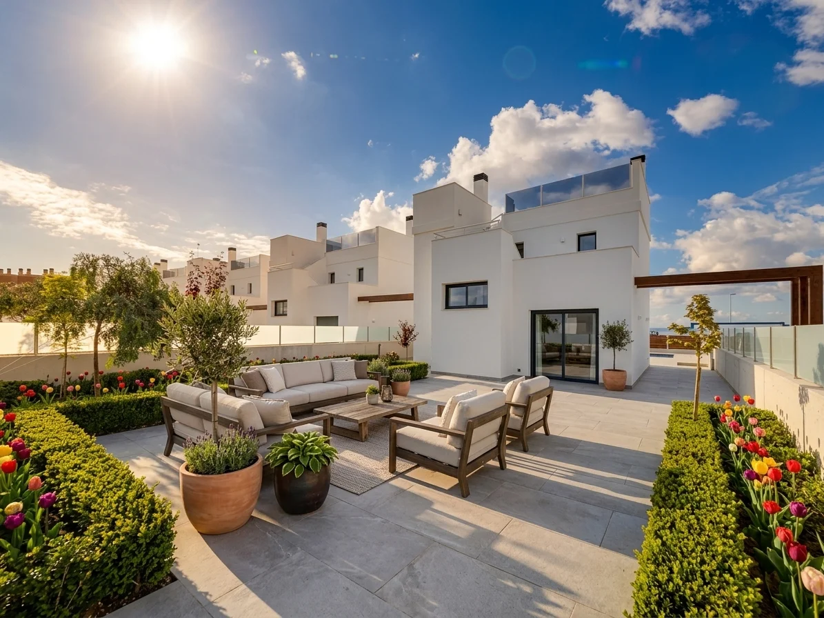 Exemple d'extérieur - terrasse avec salon de jardin